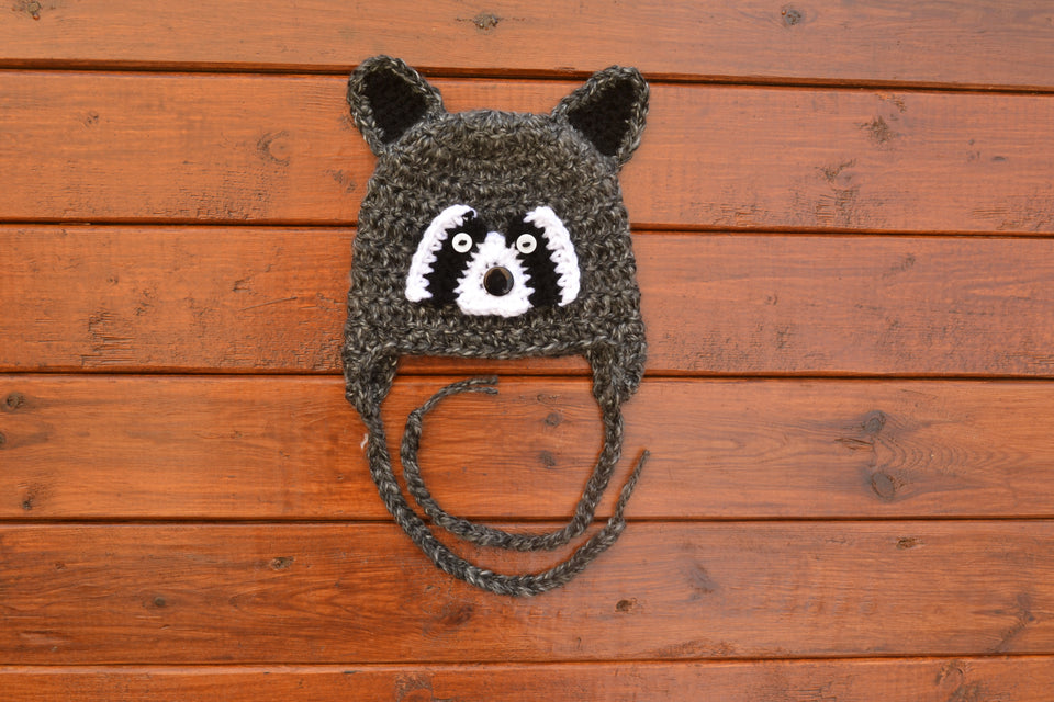 Baby Raccoon Hat - Baby Photo Prop