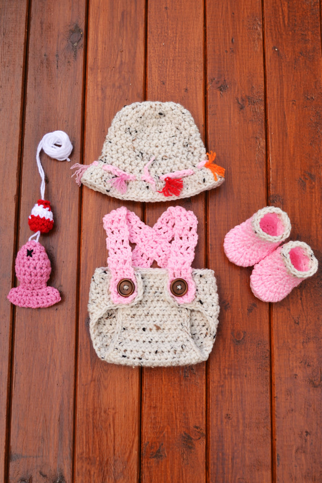 Newborn Crochet Girl Fishing Outfit