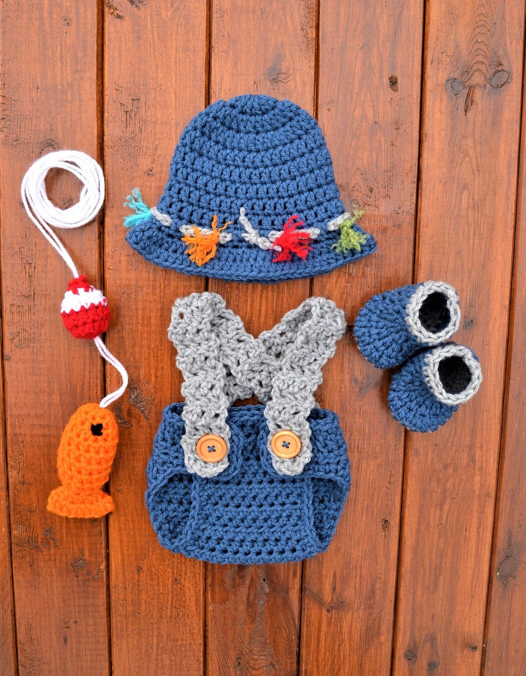 Baby Fisherman Crochet Outfit - Baby Photo Prop