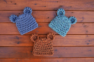Chunky Crochet Baby Bear Hat