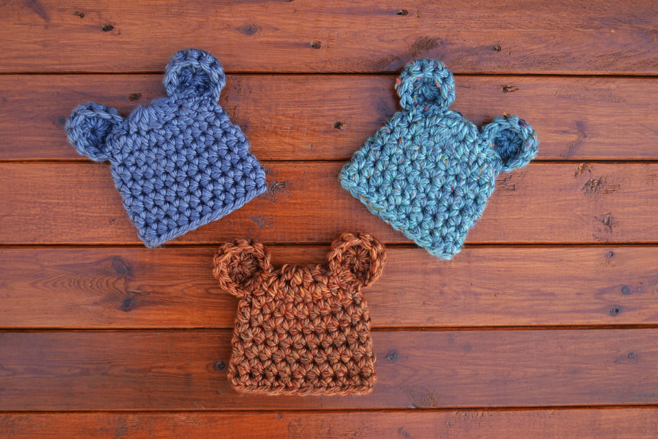 Chunky Crochet Baby Bear Hat