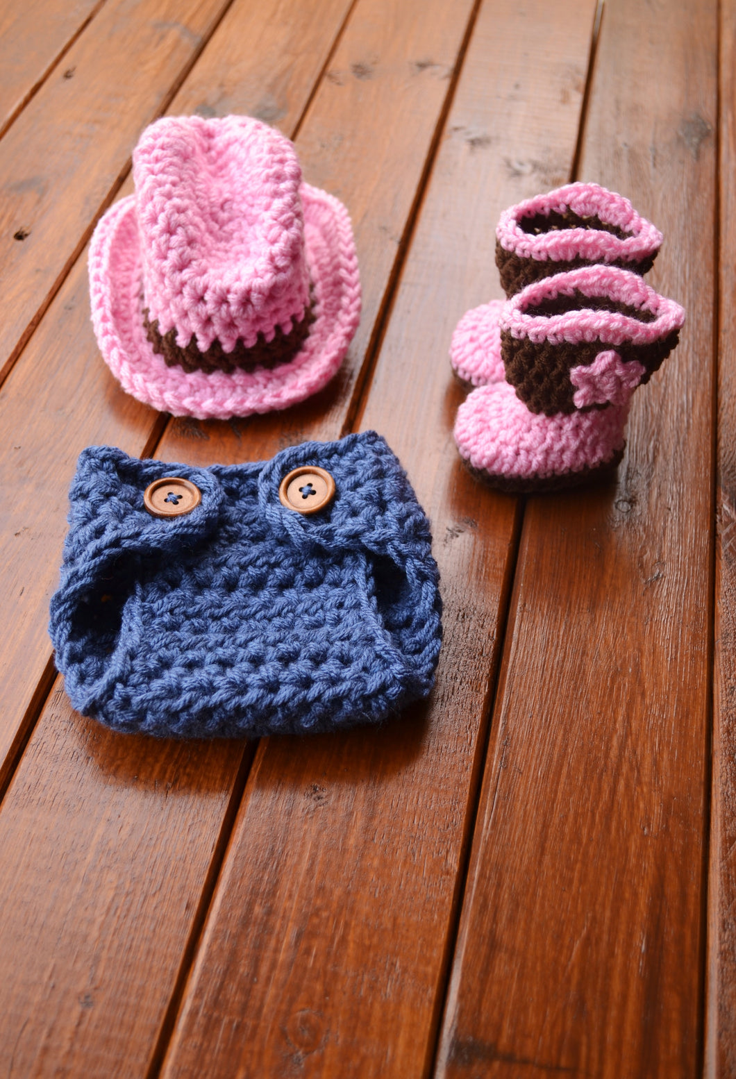 Baby Girl Pink Cowboy Outfit Crochet