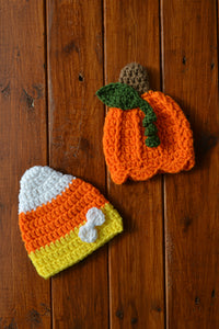 Baby Pumpkin and Candy Corn Hats - Baby Photo Prop