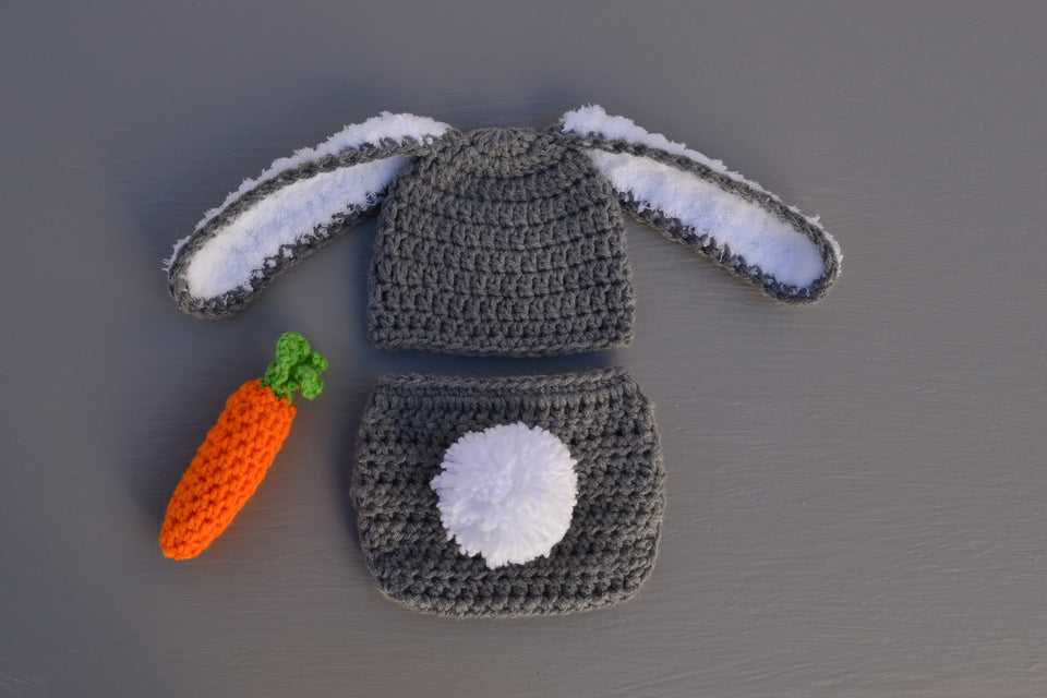 Crochet Newborn Baby Bunny Outfit for Photo Prop