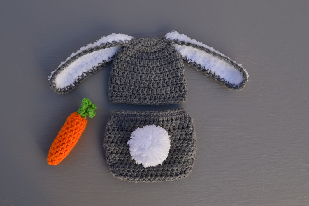 Crochet Newborn Baby Bunny Outfit for Photo Prop