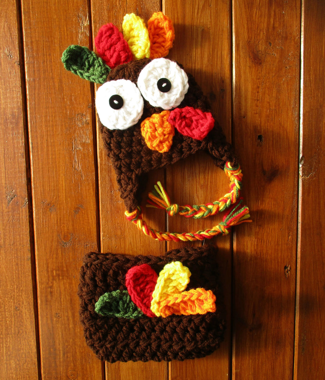 Crochet Turkey Hat and Diaper Cover - Baby Photo Prop