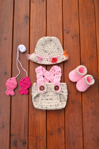 Newborn Crochet Girl Fishing Outfit