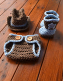 Baby Crochet Cowboy Outfit For Photography Prop