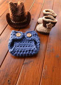 Crochet Cowboy Baby Photo Shoot Outfit