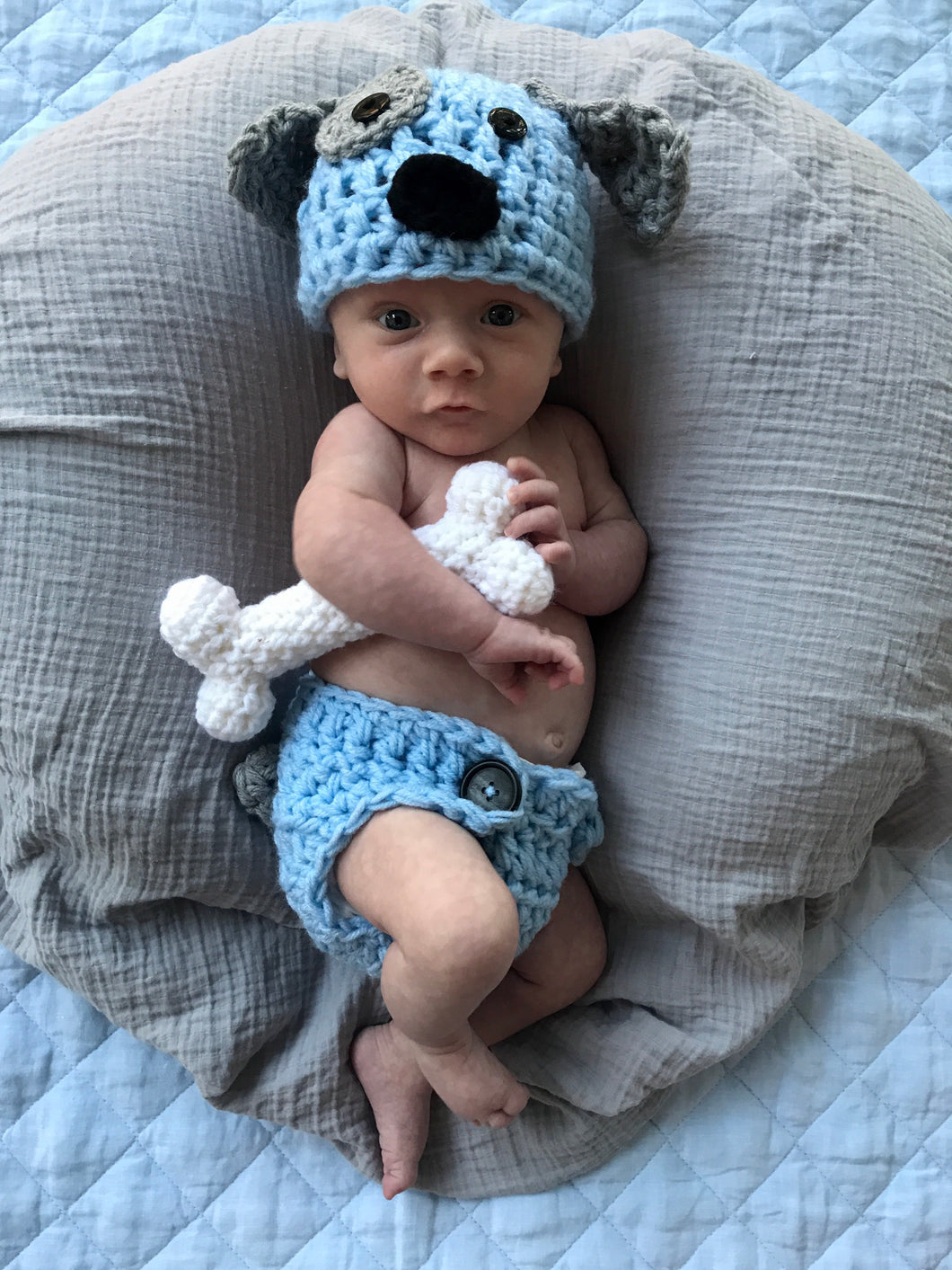 Crochet Baby Puppy Set Photo Prop