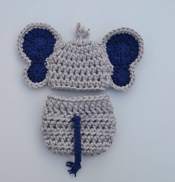 Newborn Baby Crochet Elephant Outfit For Photo Shoot