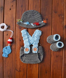 Crochet Newborn Boy Fishing Outfit For Photo Prop