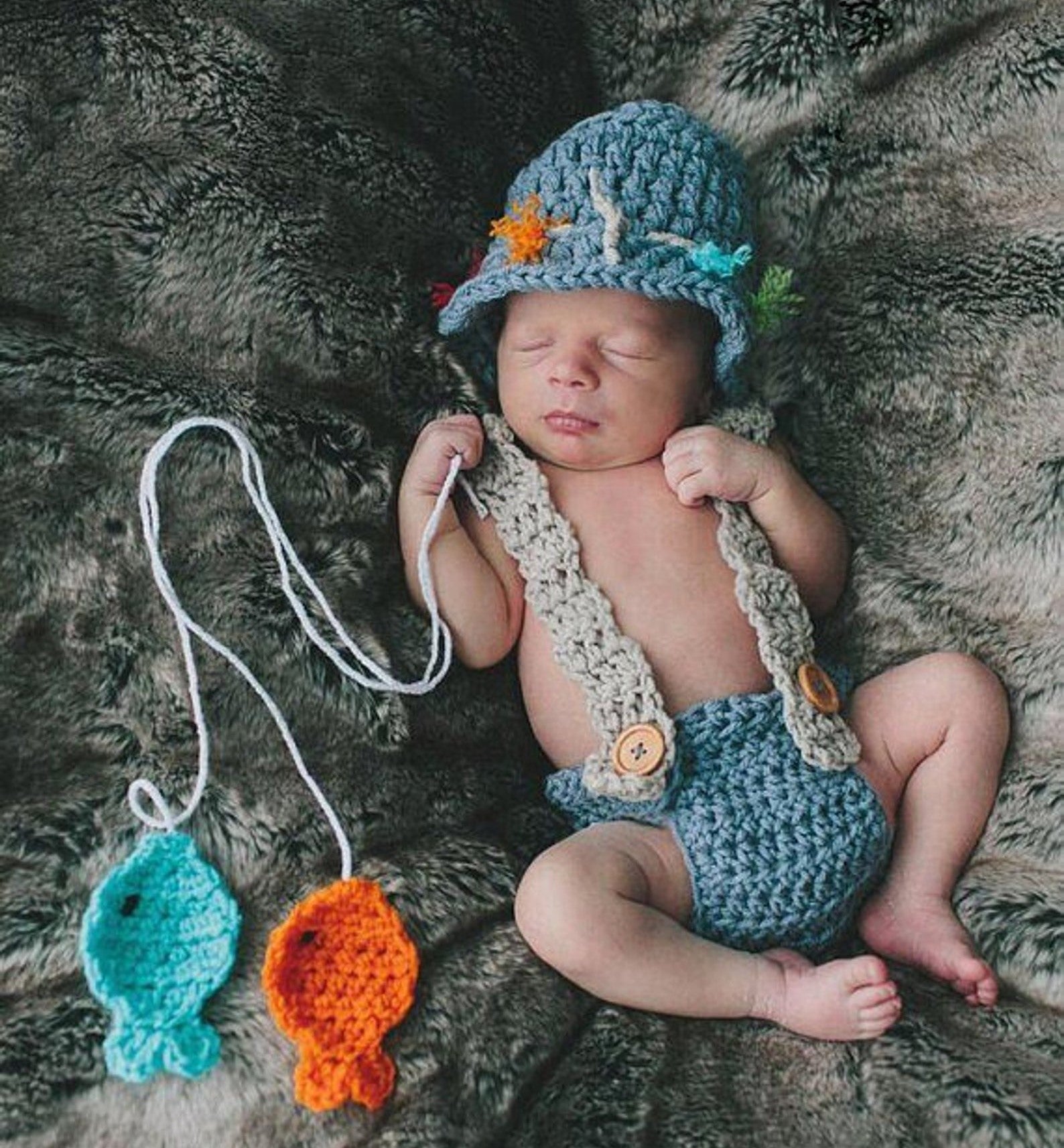 Newborn Fishing Outfit For Pictures
