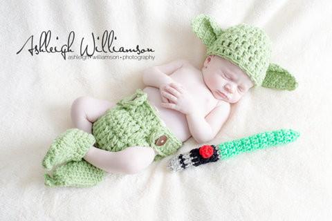 Crochet Newborn Yoda Set For Photography Prop